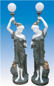 Shandong Green Marble Statue Lamps