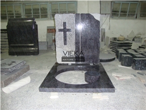 Bahama Blue Granite Tombstone & Orion Monument,Vizag Blue Granite Cemetery Gravestone,India Blue Granite Engraved Headstone Polished Western Germany Style Cross
