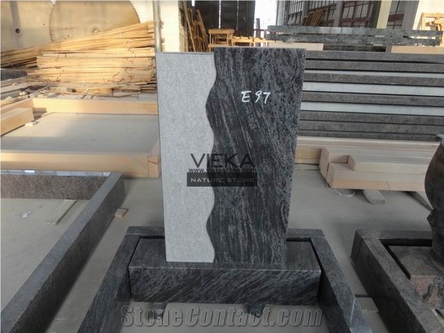 Bahama Blue Granite Tombstone & Orion Monument,Vizag Blue Granite Cemetery Gravestone,India Blue Granite Engraved Headstone Polished Flamed Western Germany Style