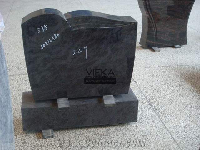Bahama Blue Granite Tombstone & Orion Monument,Vizag Blue Granite Cemetery Gravestone,India Blue Granite Engraved Headstone Polished Western Germany Style 50x40x12cm