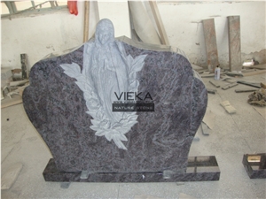 Bahama Blue Granite Tombstone & Orion Monument,Vizag Blue Granite Cemetery Gravestone,India Blue Granite Engraved Headstone Polished Western Germany Style Maria Carve Sculpture,Angel Monuments