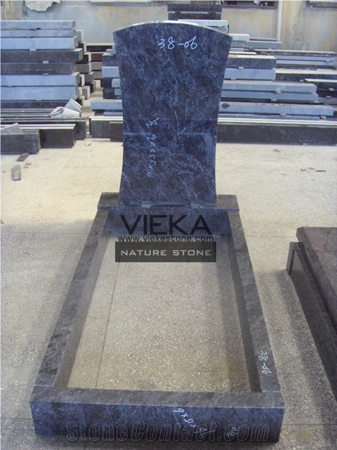 Bahama Blue Granite Tombstone & Orion Monument,Vizag Blue Granite Cemetery Gravestone,India Blue Granite Engraved Headstone Polished Western Germany Style Footsteps