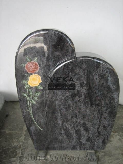 Bahama Blue Granite Tombstone & Orion Monument,Vizag Blue Granite Cemetery Gravestone,India Blue Granite Engraved Headstone Polished Western Germany Style Color Flower Carve