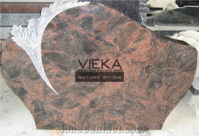 India Aurora Granite Tombstone & Monument, Cemetery Gravestone & Engraved Headstone Polished Western Germany Style Aruba Tropical Indora Rose Flower Carve Sculpture