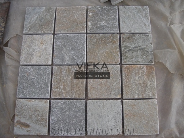 Yellow Beige Slate Tile,Interior Decoration Nature Split Face Floor and Wall Brick Mosaic Pattern P014