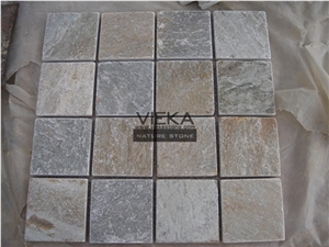Yellow Beige Slate Tile,Interior Decoration Nature Split Face Floor and Wall Brick Mosaic Pattern P014
