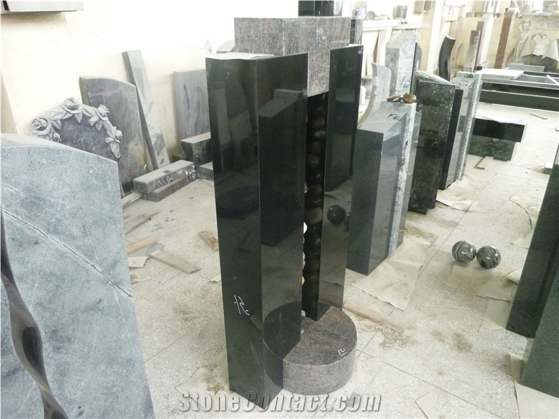 Black Granite Upright Headstone, Black Granite Monument & Tombstone