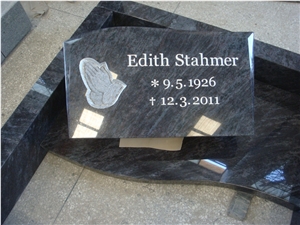 Black Granite Western Style Slanted Headstone, Black Granite Monument & Tombstone