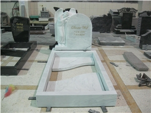 White Marble Angel Headstone & Mounments