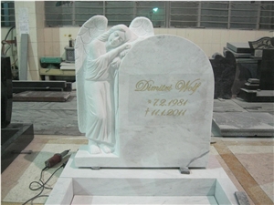 White Marble Angel Headstone & Mounments