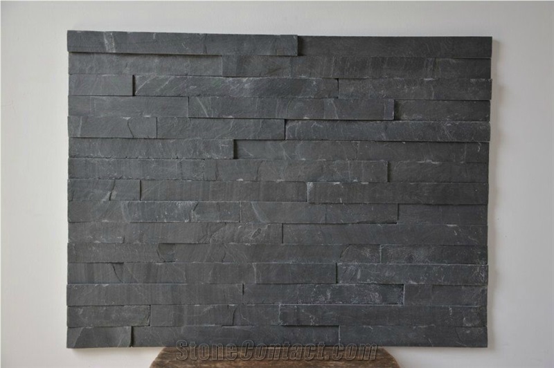 Black Slate Culture Stone Thin Veneer Cheap Prices Wall Cladding Z Shape