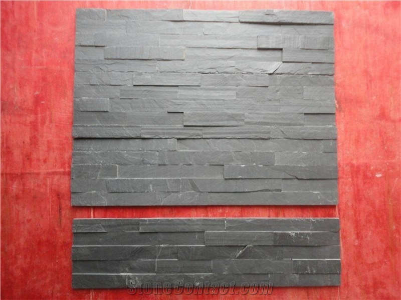Black Slate Culture Stone Thin Veneer Cheap Prices Wall Cladding Z Shape