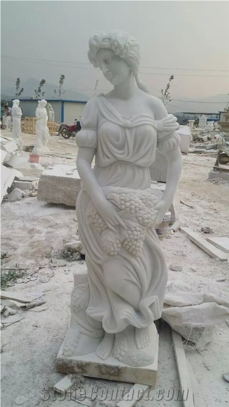 Han White Marble Carving Western Woman Sculpture