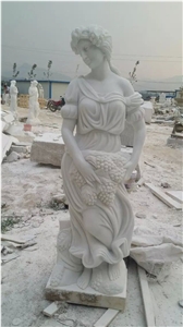 Han White Marble Carving Western Woman Sculpture