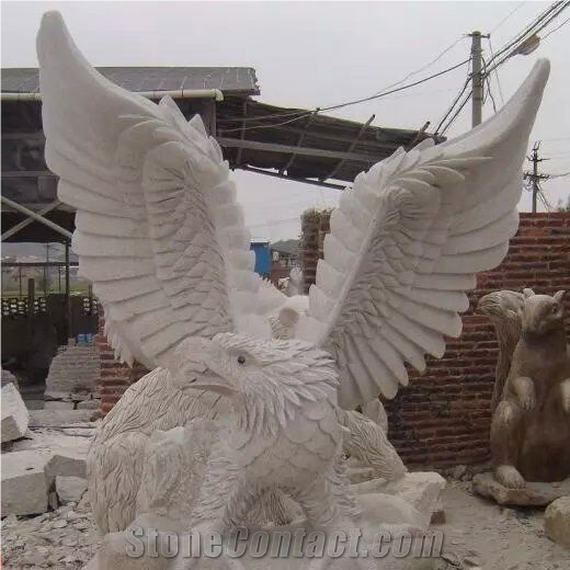 White Marble Carving Eagle Hawk Sculpture