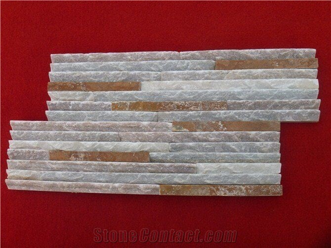 Z Shape Cheap Culture Stone Wall Panel for Flowing Water, Multicolour Slate Cultured Stone