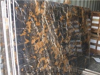 Black Marble with Golden and White Veins, Black Gold Marble Tiles & Slabs