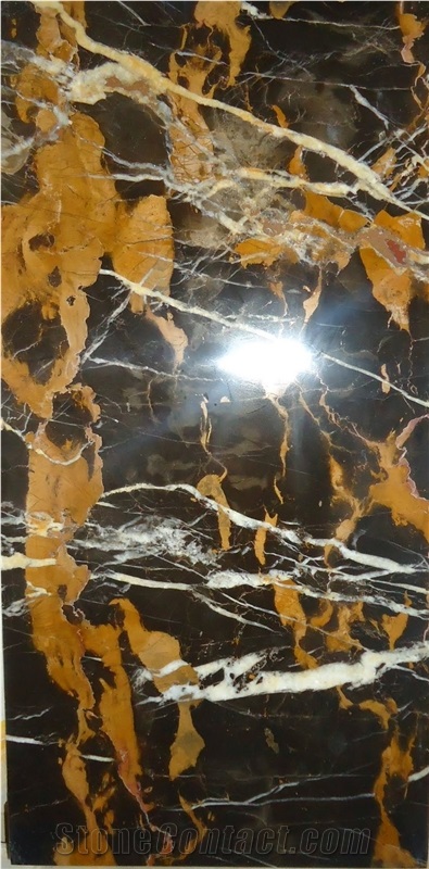 Pakistan Black Gold Marble Slabs & Tiles, Orange Vein Marble