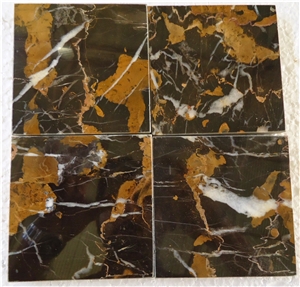 Pakistan Black Gold Marble Slabs & Tiles, Orange Vein Marble