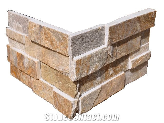 Fargo 014 China Yellow Slate Corner Stone, Stacked Stone Veneer, Exposed Corner Stones