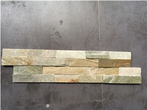 Fargo 014 White+Yellow Slate Z Shaped Ledge Stone, Slate Wall Crazy Panels, Stacked Wall Veneer Stone