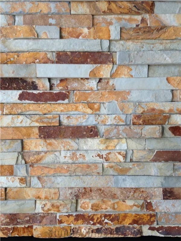 Fargo 1120 Multi-Color Slate Stacked Stone Veneer,Exposed Wall Crazy Stone Panels,Wall Cladding Stone,Ledge Stone