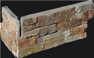 Fargo 1120 Rusty Slate Stacked Corner Stone,Multi-Color Slate Ledge Stone, Slate Exposed Wall Cladding Stone