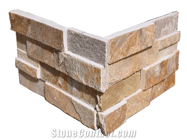 Fargo 1120 Rusty Slate Stacked Corner Stone Panels,Exposed Stone Veneer, Multi-Color Slate Ledge Stone,Wall Crazy Cladding Stone