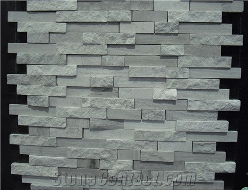 Fargo Athens White Marble Honed & Splitface Mosaic,Athens Marble Linear Strips Mosaic