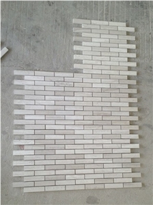Fargo Athens White Marble Polished Mosaic,Linear Strips Polished Marble Mosaic Pattern