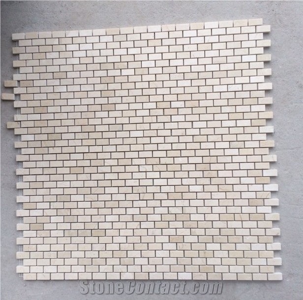 Fargo Beige Marble Polished Mosaic,Polished Brick Mosaic Pattern for Floor &Wall