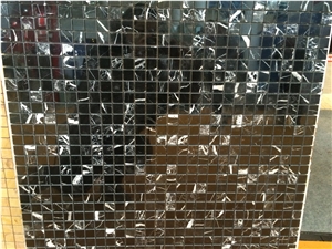 Fargo Black Marquina Brick Mosaic,Nero Marquina Marble Polished Wall Mosaic