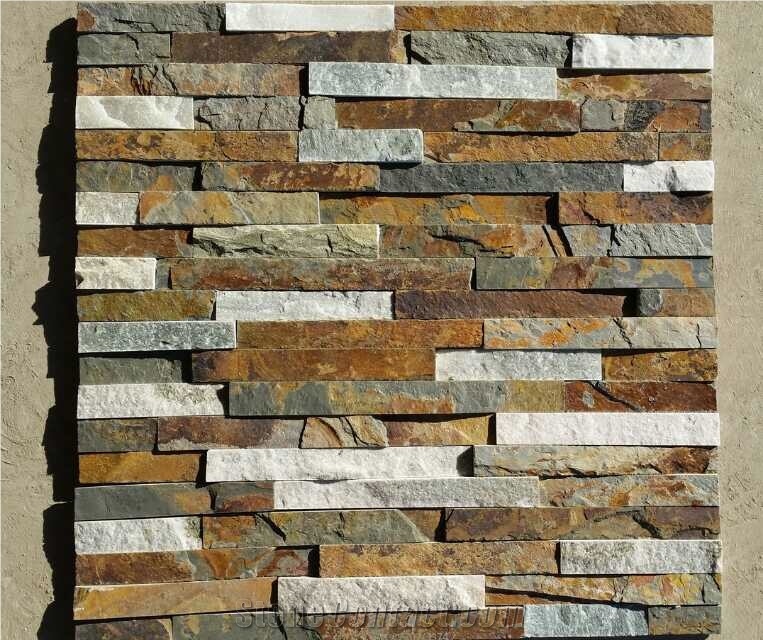 Fargo Black & White Marble Wall Cladding Panel,Multi-Color Stacked Stone Veneer for Wall Decor,Thin Exposed Wall Ledge Stone