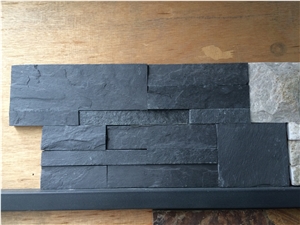 Fargo China Hebei Black Slate Cultured Stone Wall Crazy Cladding Panels in Z Shape/S Shape, Black Slate Stacked Stone Veneer, Exposed Wall Ledge Stone