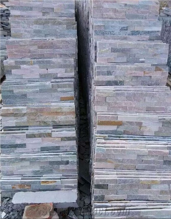 Fargo China Multi-Color Slate Cultured Stone Wall Panels, Stacked Wall Stone Veneer, Multi-Color Slate Crazy Wall Cladding Stone