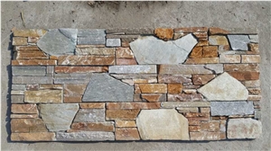 Fargo China Multicolor Slate Stacked Stone Veneer with Cement Base,Exposed Wall Ledge Stone/Wall Cladding Panels with Concrete Base
