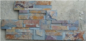 Fargo China Rusty Slate Cultured Stone Wall Crazy Cladding Panels in Z Shape/S Shape, Multi-Color Slate Stacked Stone Veneer, Rusty Ledge Stone