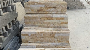 Fargo China Yellow Sandstone Cultured Stone Stacked Stone Veneer, Yellow Wall Crazy Cladding Panels, Exposed Wall Ledge Stone