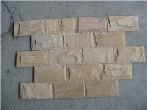 Fargo China Yellow Sandstone Mushroomed Wall Cladding, Sandstone Mushroomed Stone