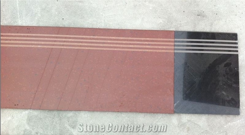 Fargo Dyed Red Granite & Dyed Black Granite Staircase/Stair Treads,Dyed Granite Polished Steps with Anti-Slipper