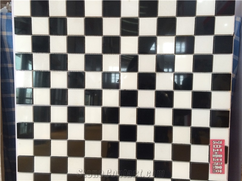Fargo Polished Marble Mosaic,Black Marble + White Marble Mosaic for Floor & Wall