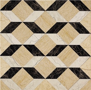 Fargo Polished Mosaic Black + White + Grey Marble,Rhombic Chips Mosaic Pattern