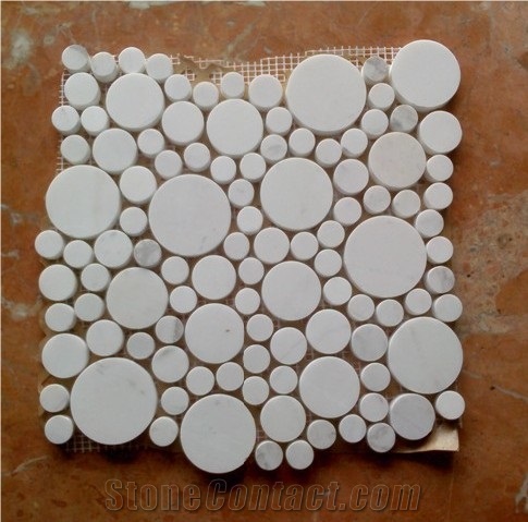 Fargo White Marble Mosaic Pattern in Round Shape