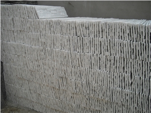Fargo White Marble Stacked Stone Veneer,Laizhou White Wall Crazy Cladding Stone Panels,Exposed White Ledge Stone