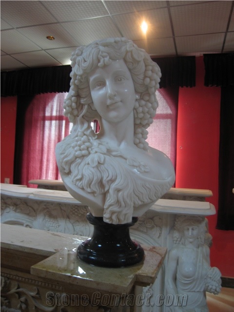 China White Marble Bust Statue Sculpture