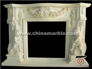 China White Marble Hand Carved Fireplace Surround Mantel