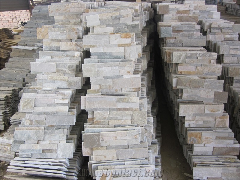 China Yellow Slate Ivory Wall Cladding Cultured Stacked Stone