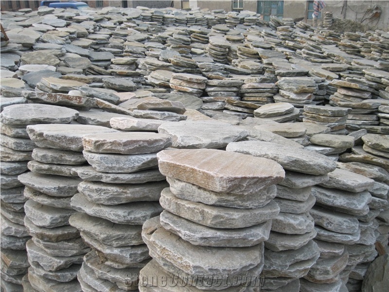 China Yellow Slate Natural Color Round Shape Steps & Pavers