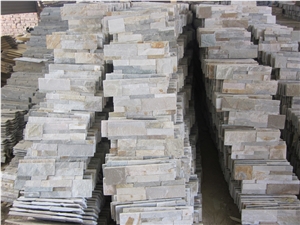 China Yellow Slate Wall Cladding Cultured Stacked Stone, Beige Slate Wall Cladding