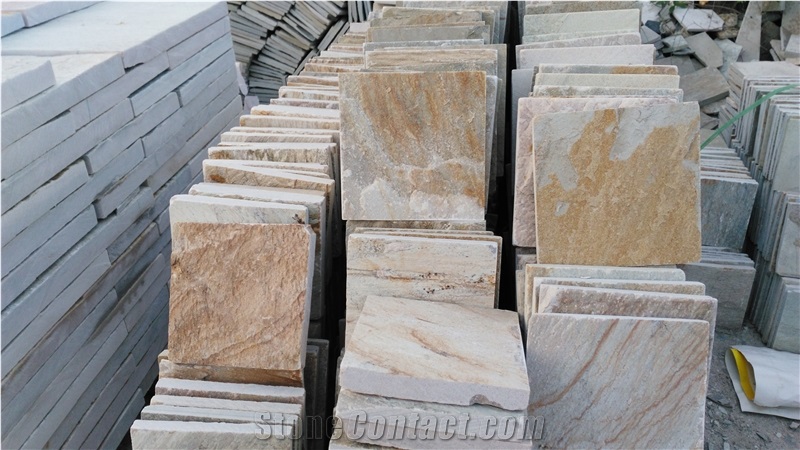 Golden Ivory Slate Floor Tiles, China Yellow Slate